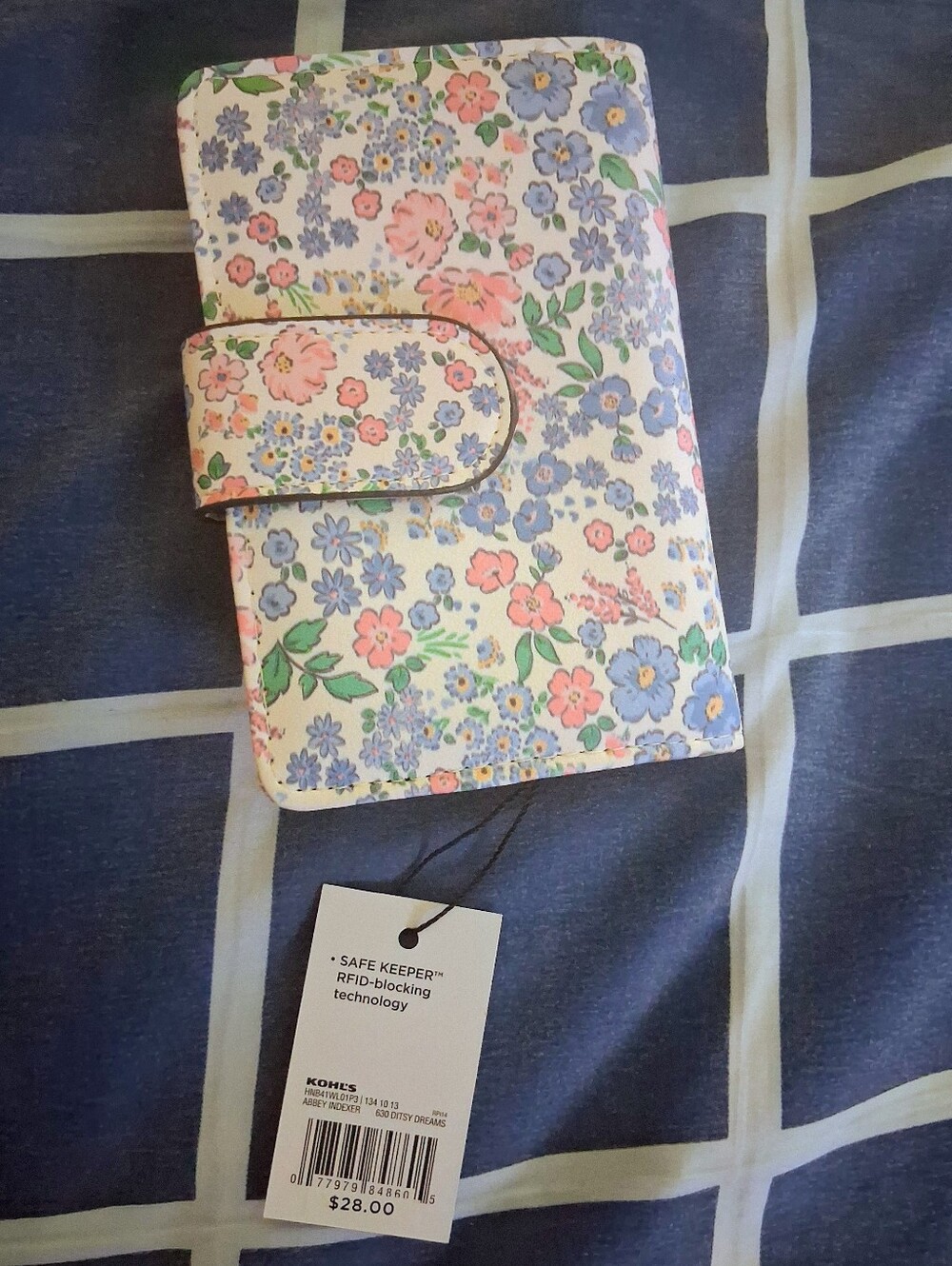 Floral Card & Key Holder in White, Pink, Blue